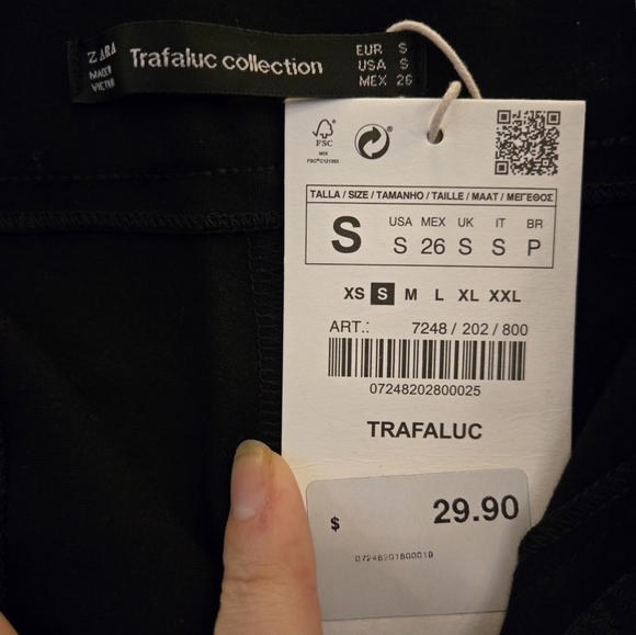 ZARA Trafaluc Collection Womens Pants Size Small Black Skinny Ankle High Rise - Picture 5 of 8
